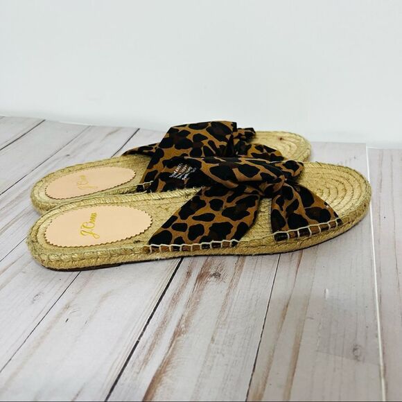 J. Crew Cheetah Animal Print Slip on Espadrille Sandals - Picture 1 of 7